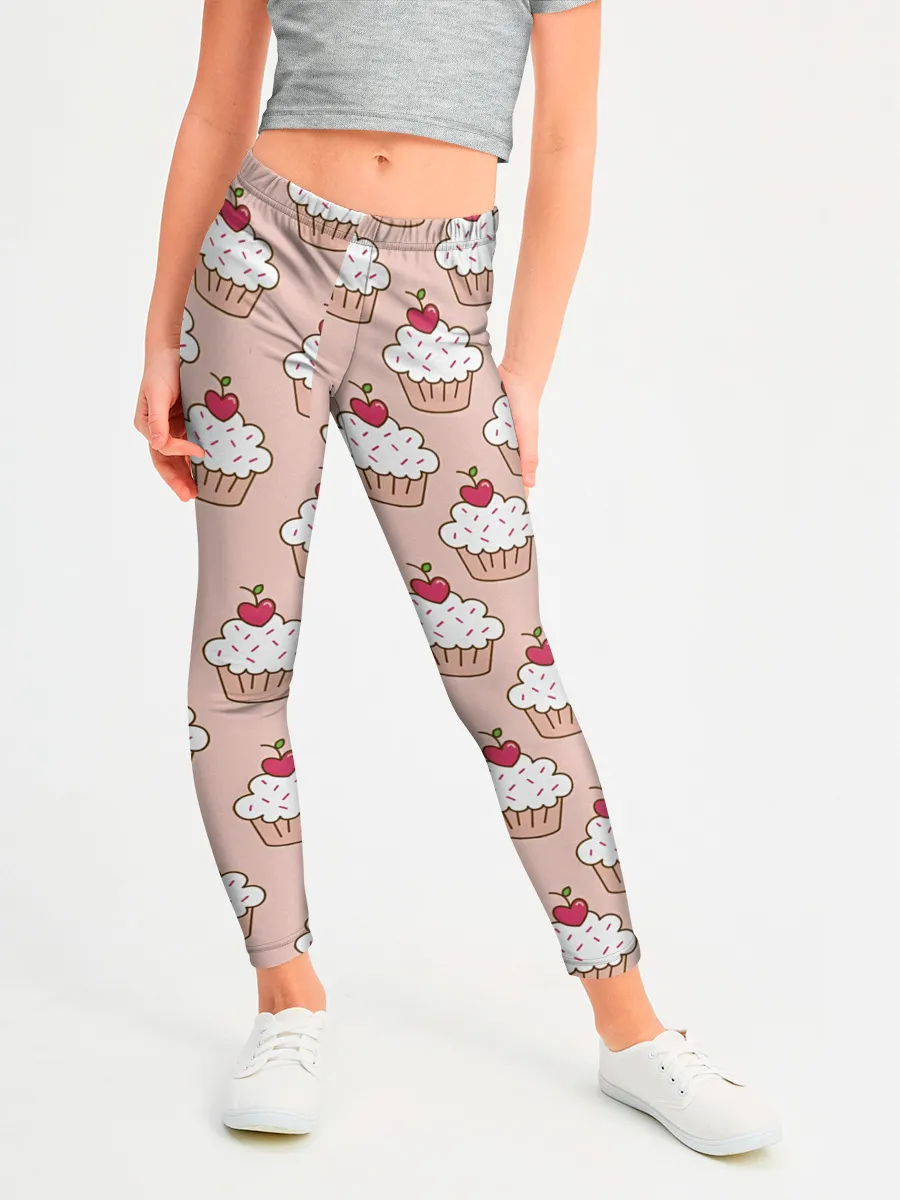 Леггинсы для девочки / Вишенка на кексе