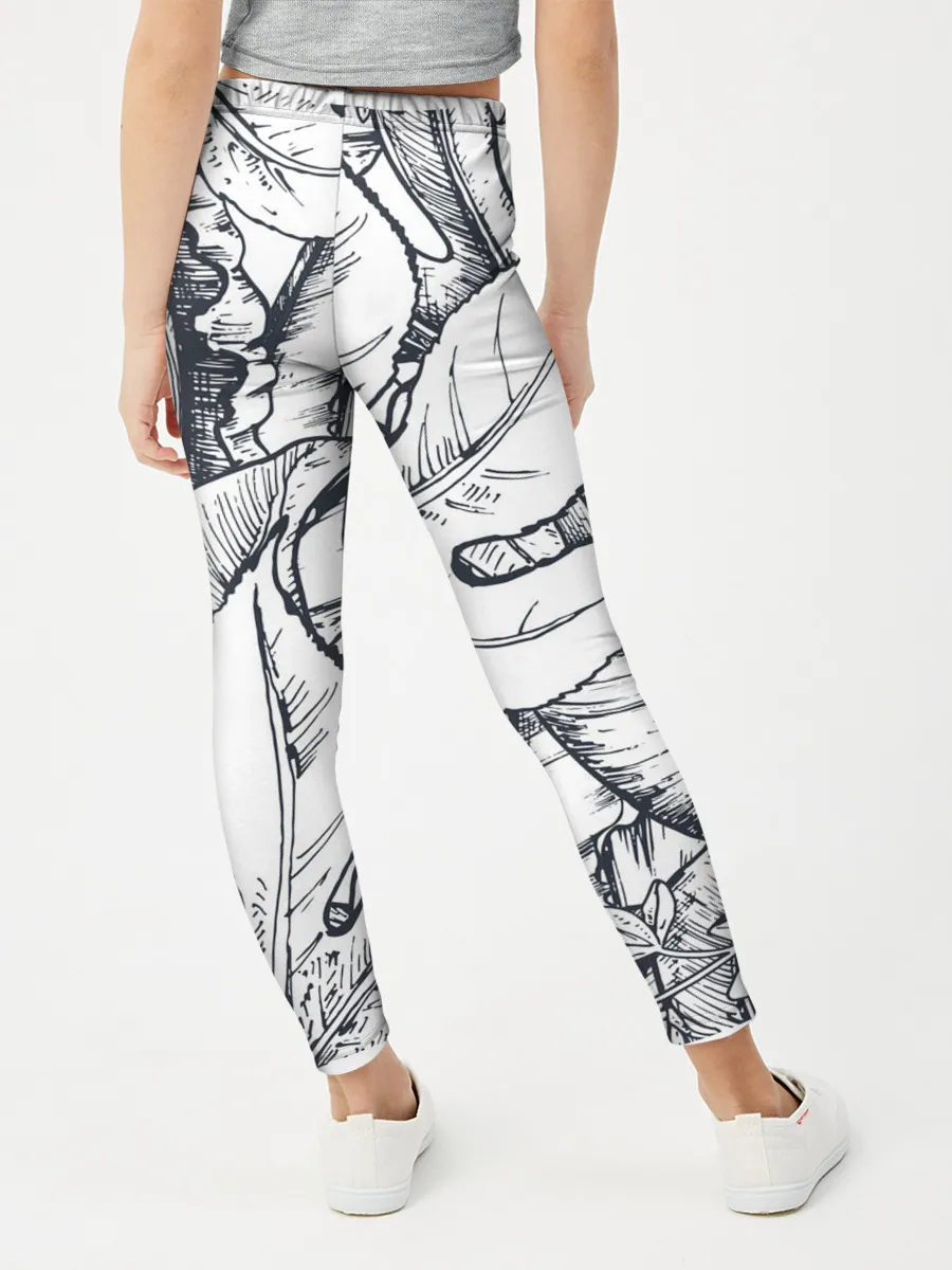 Леггинсы для девочки / Тропические листья