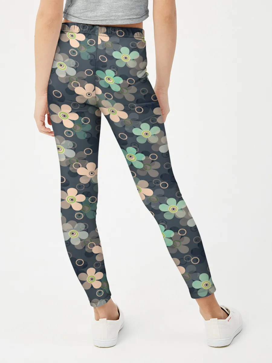 Леггинсы для девочки / Цветочный ретро узор