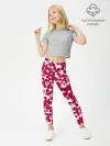 Леггинсы для девочки / Бело-красный цветочный