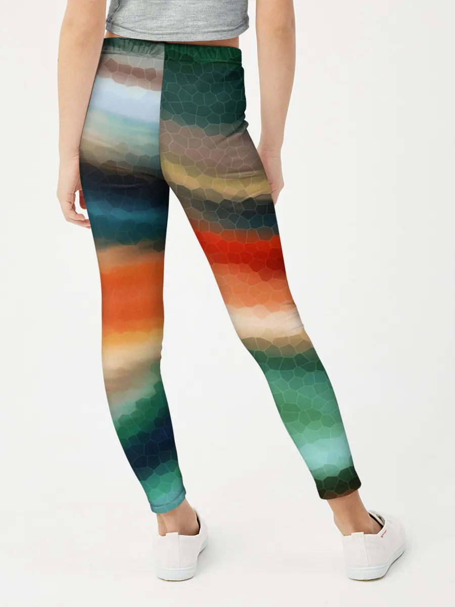 Леггинсы для девочки / Мозаичный абстрактный узор