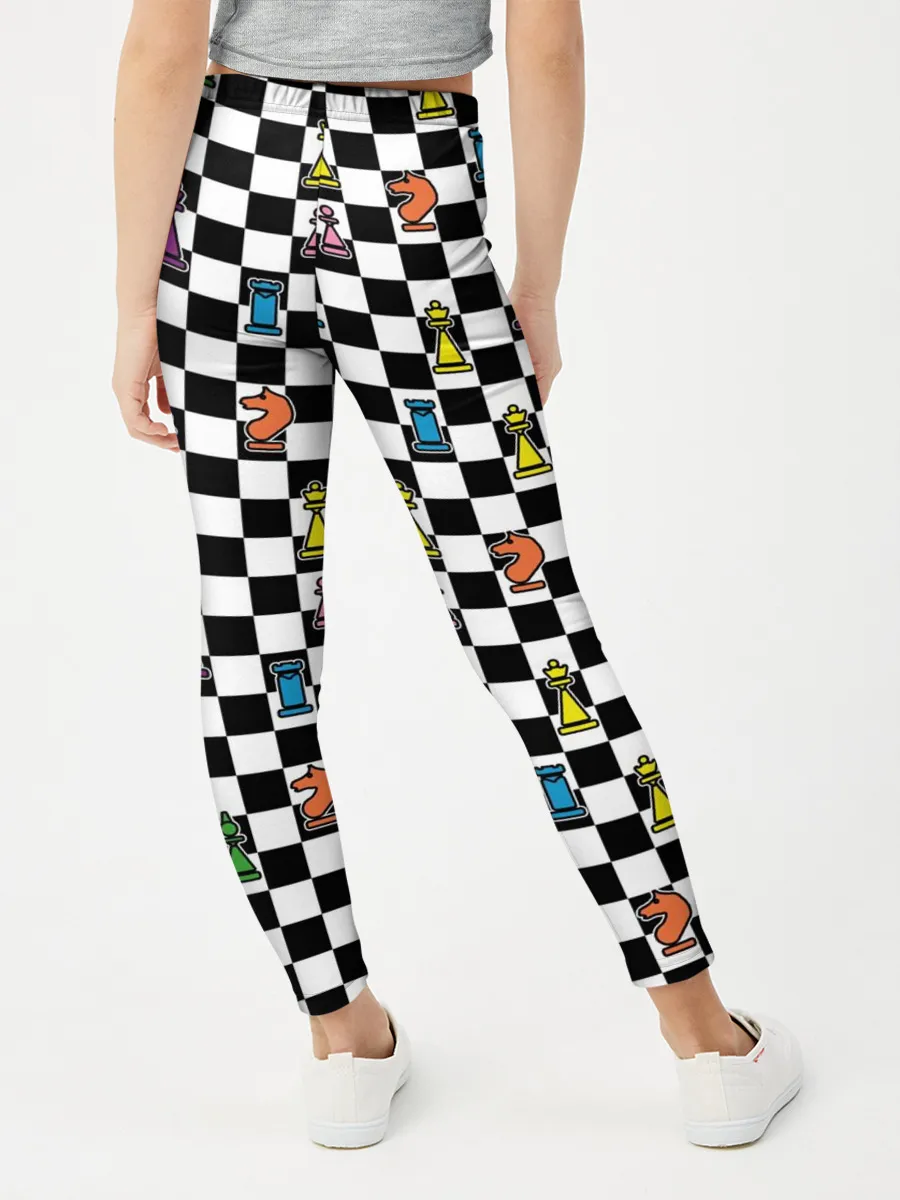Леггинсы для девочки / Яркая шахматная доска