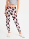 Леггинсы для девочки / Красно черный узор на белом