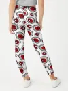 Леггинсы для девочки / Красно черный узор на белом
