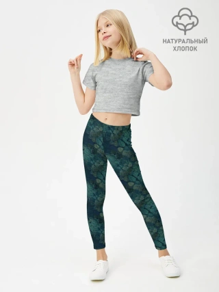 Леггинсы для девочки / Синий абстрактный узор