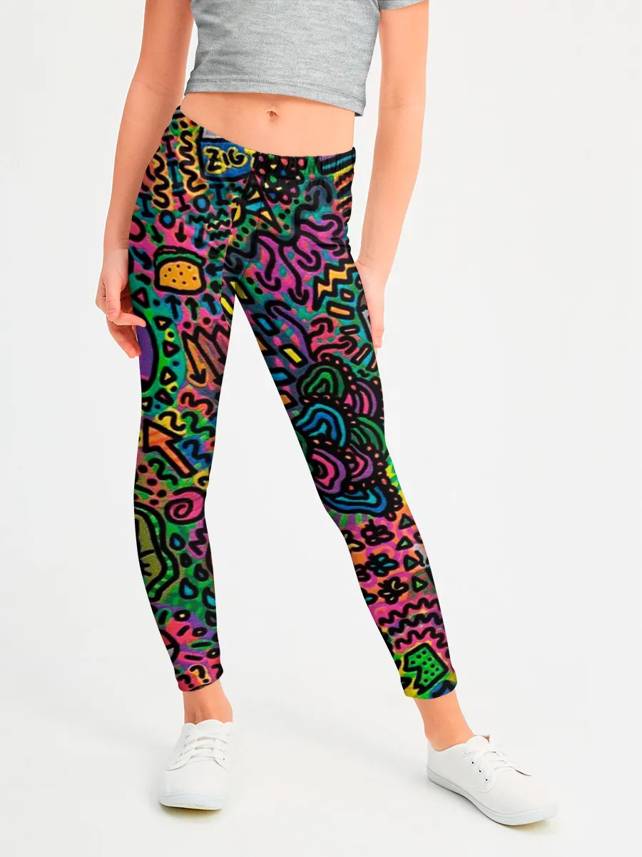 Леггинсы для девочки / Кислотные узоры психоделика