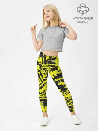 Леггинсы для девочки / Желтая текстура