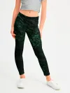 Леггинсы для девочки / Темно-зеленый мраморный узор