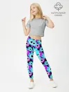 Леггинсы для девочки / Яркие бирюзовые цветы