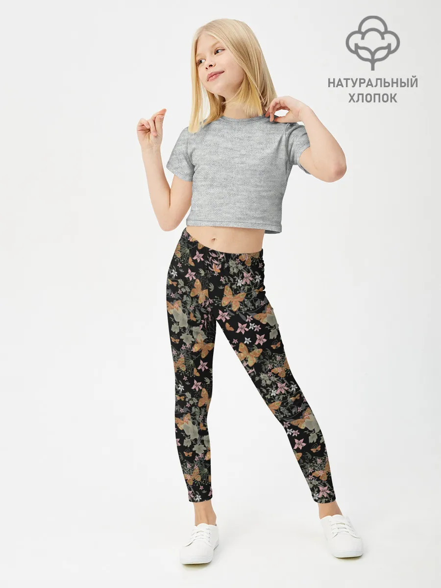 Леггинсы для девочки / Ретро узор . Бабочки