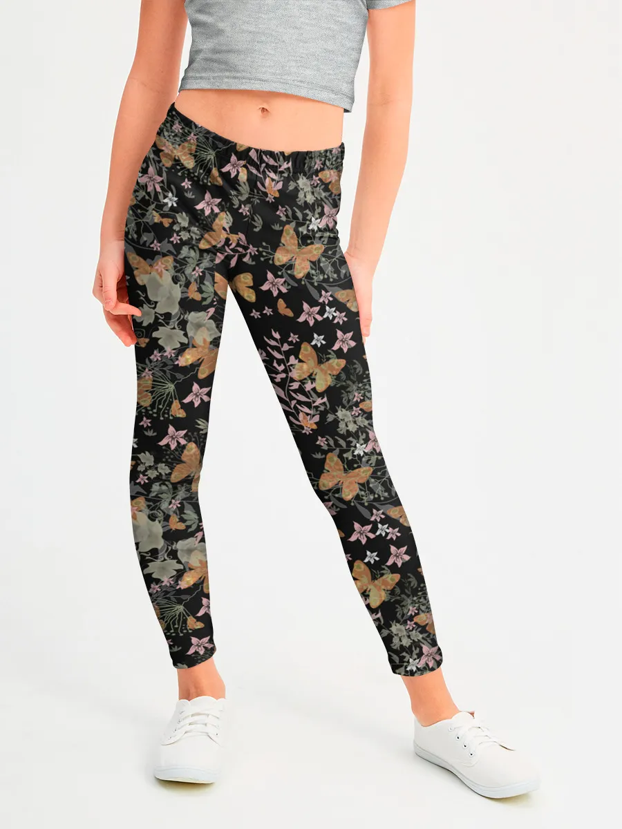 Леггинсы для девочки / Ретро узор . Бабочки