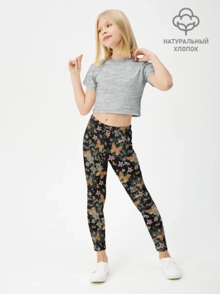 Леггинсы для девочки / Ретро узор . Бабочки