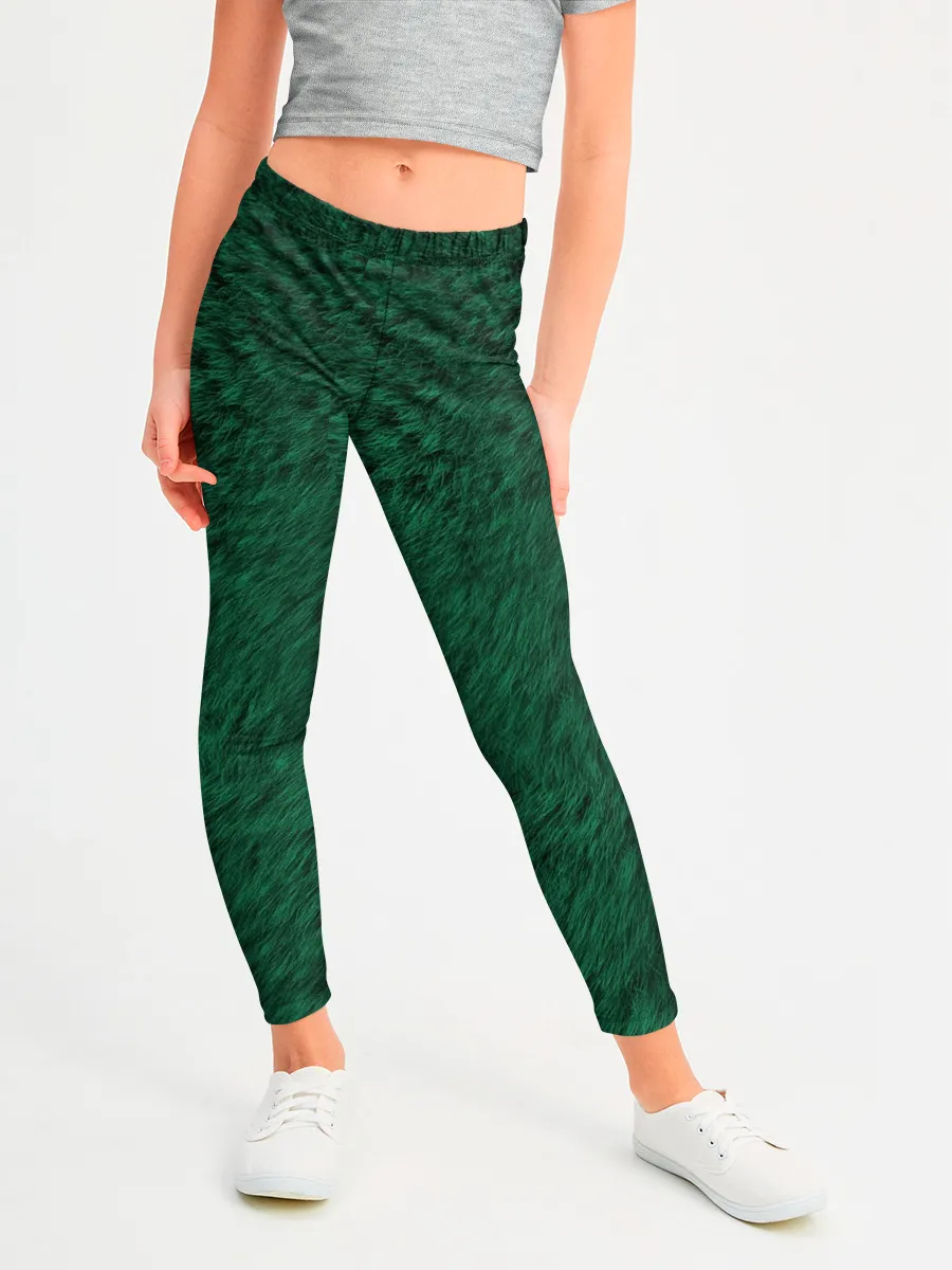 Леггинсы для девочки / Изумрудный мех