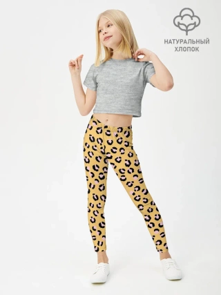Леггинсы для девочки / Желтый леопардовый принт