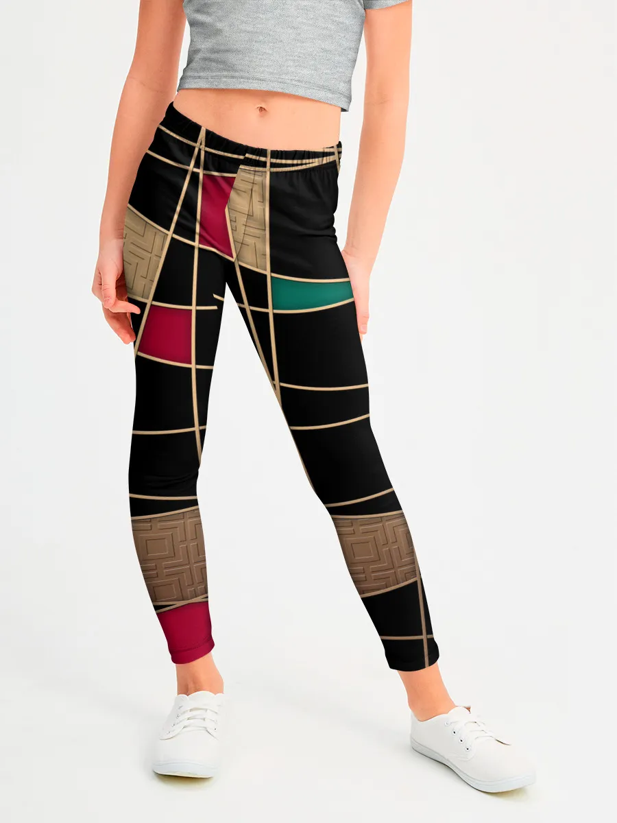 Леггинсы для девочки / Модный абстрактный узор