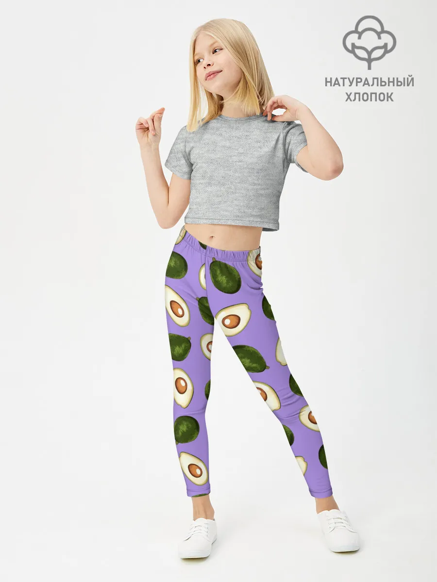 Леггинсы для девочки / Авокадо паттерн