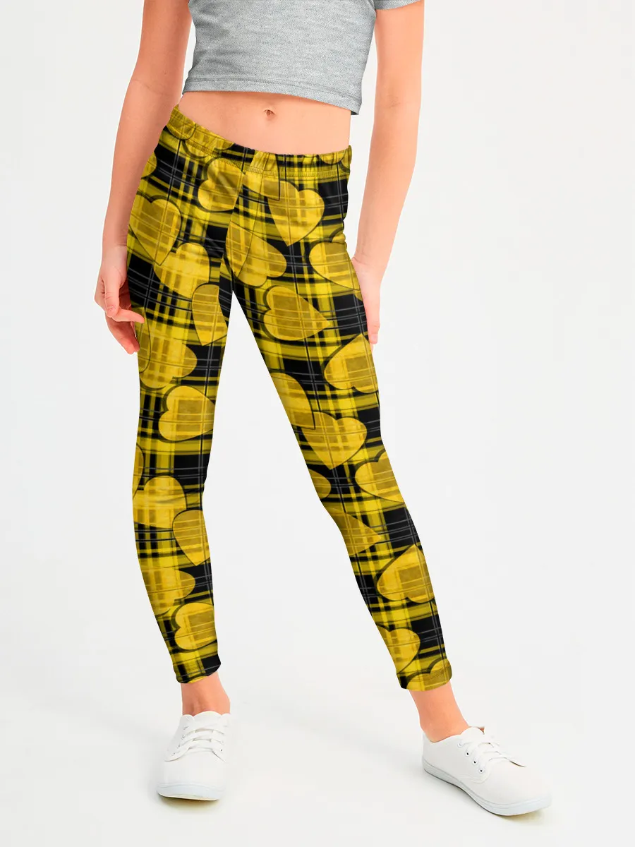 Леггинсы для девочки / Желто-черный модный узор