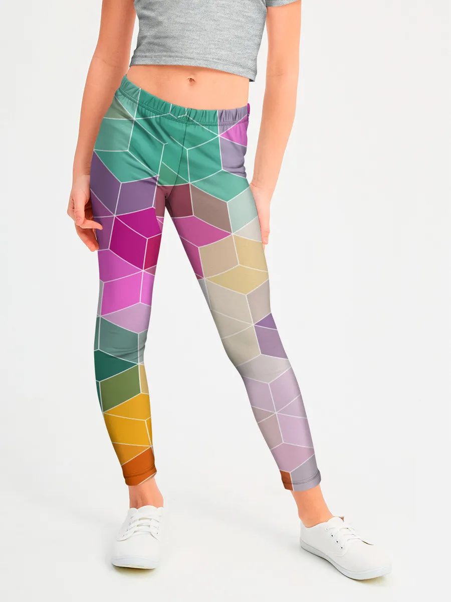 Леггинсы для девочки / Абстрактный разноцветный узор