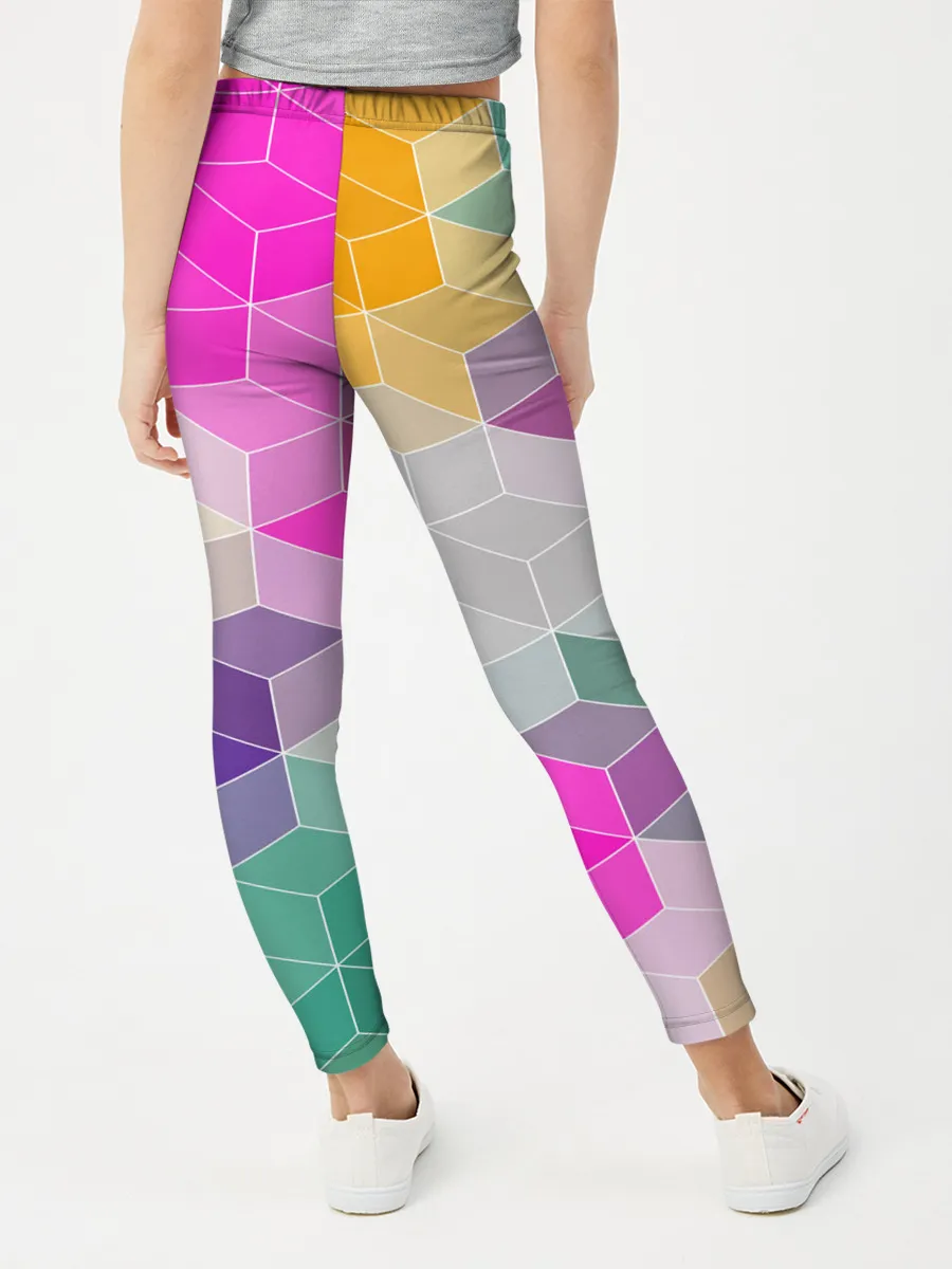 Леггинсы для девочки / Абстрактный разноцветный узор