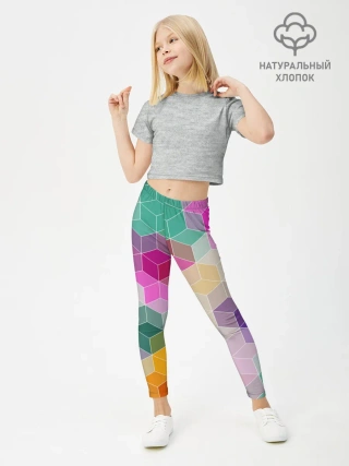 Леггинсы для девочки / Абстрактный разноцветный узор