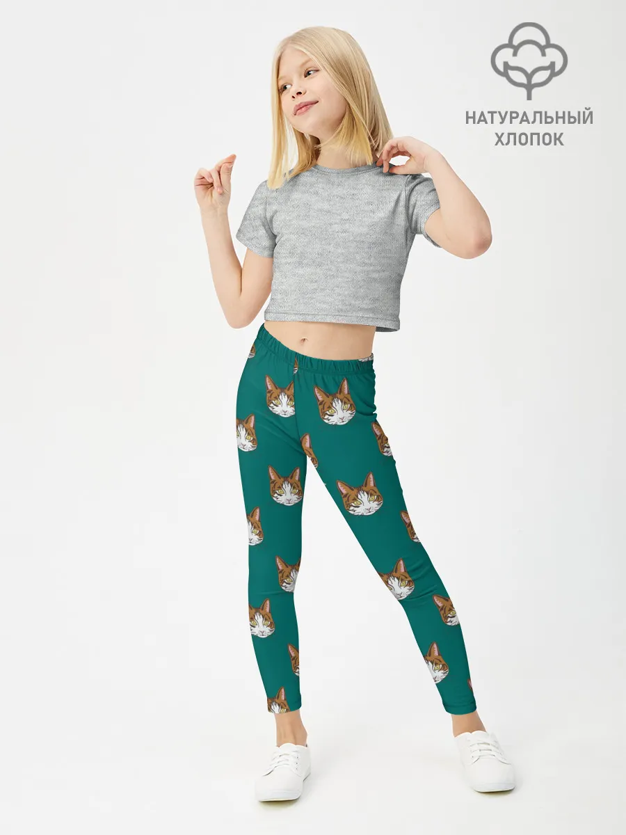 Леггинсы для девочки / Рыжий кот паттерн