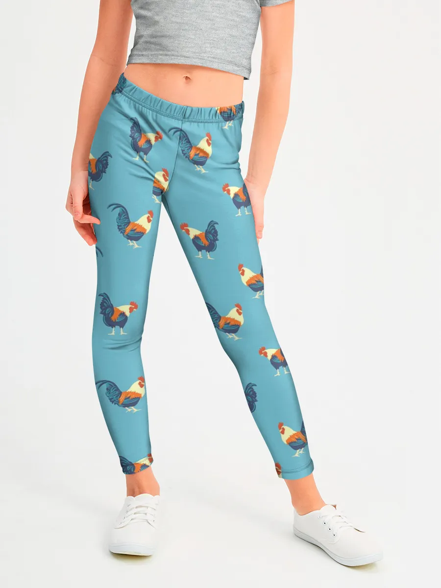 Леггинсы для девочки / Петушки паттерн