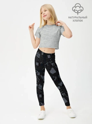 Леггинсы для девочки / Темный серый узор мемфис