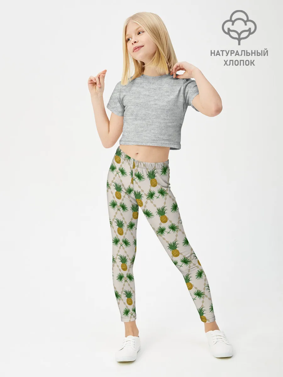 Леггинсы для девочки / Узор ретро Ананасы