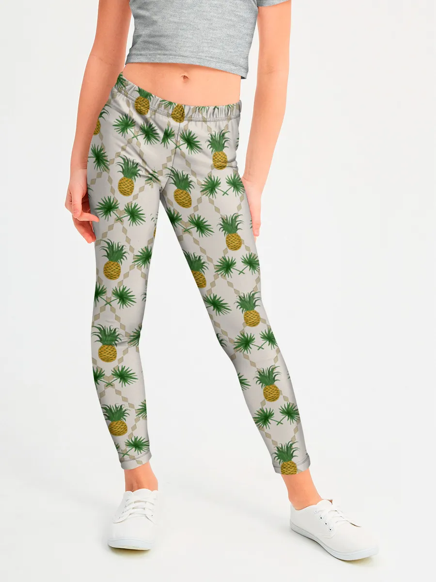 Леггинсы для девочки / Узор ретро Ананасы