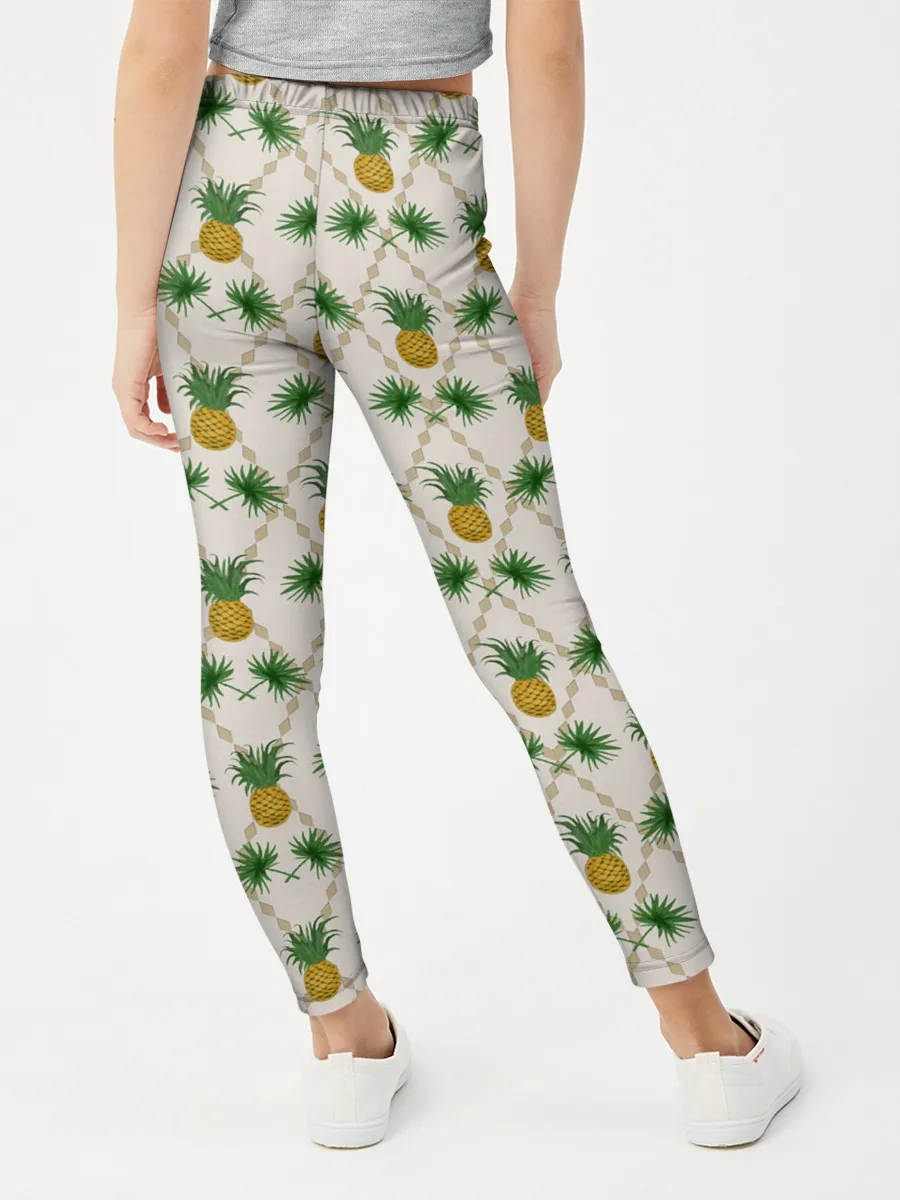 Леггинсы для девочки / Узор ретро Ананасы
