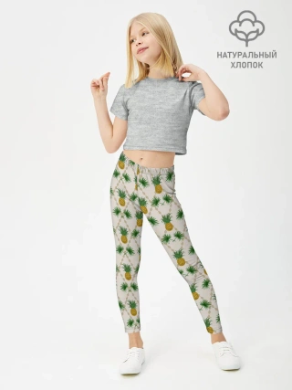 Леггинсы для девочки / Узор ретро Ананасы