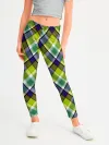 Леггинсы для девочки / Крупный клетчатый косой узор
