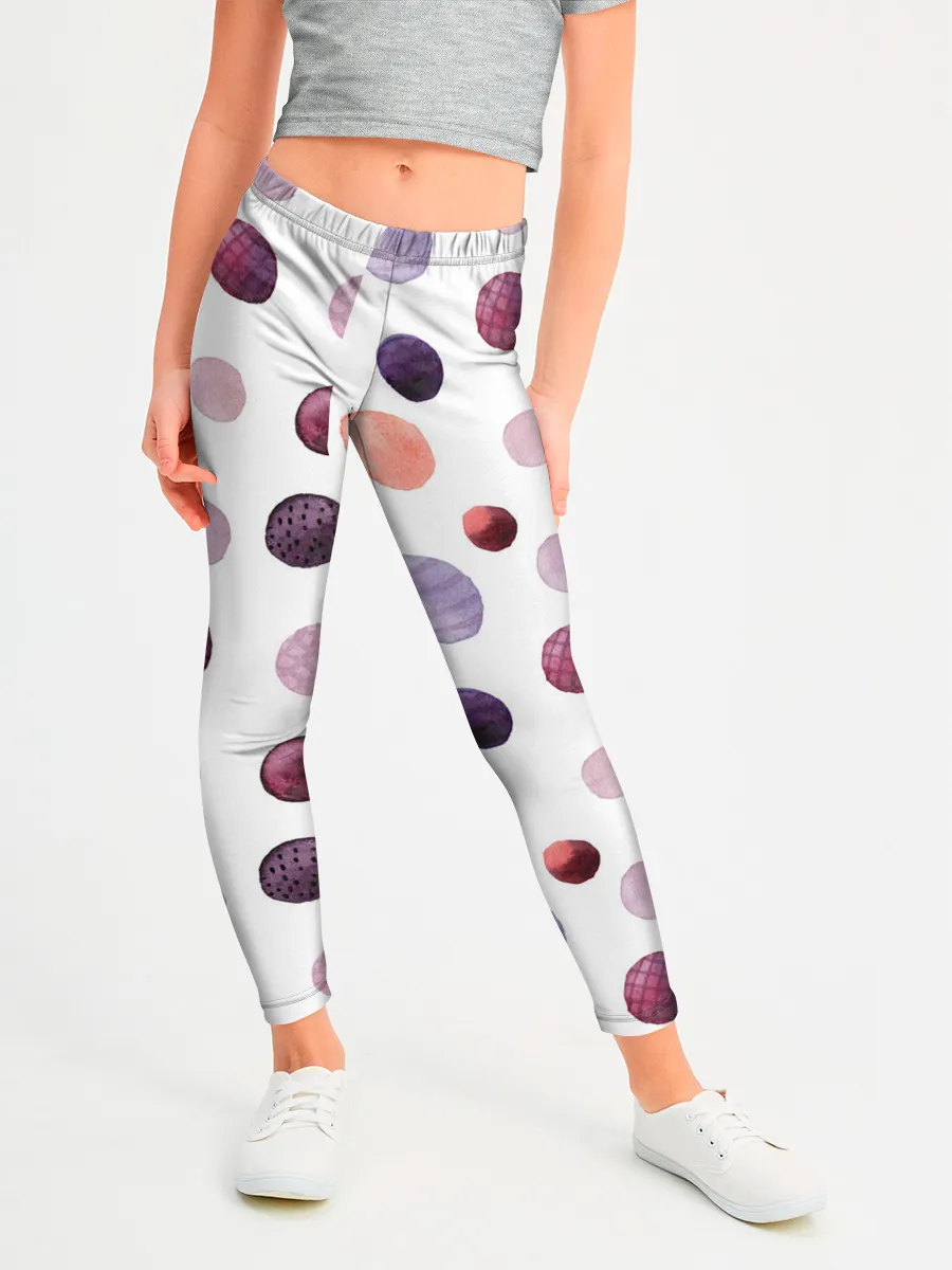 Леггинсы для девочки / Акварельные сиреневые круги