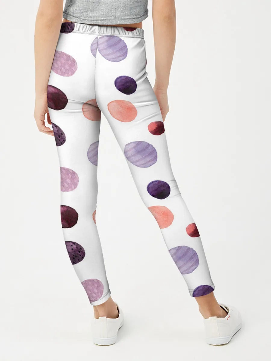 Леггинсы для девочки / Акварельные сиреневые круги