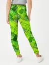 Леггинсы для девочки / Ярко-зеленый абстрактный узор