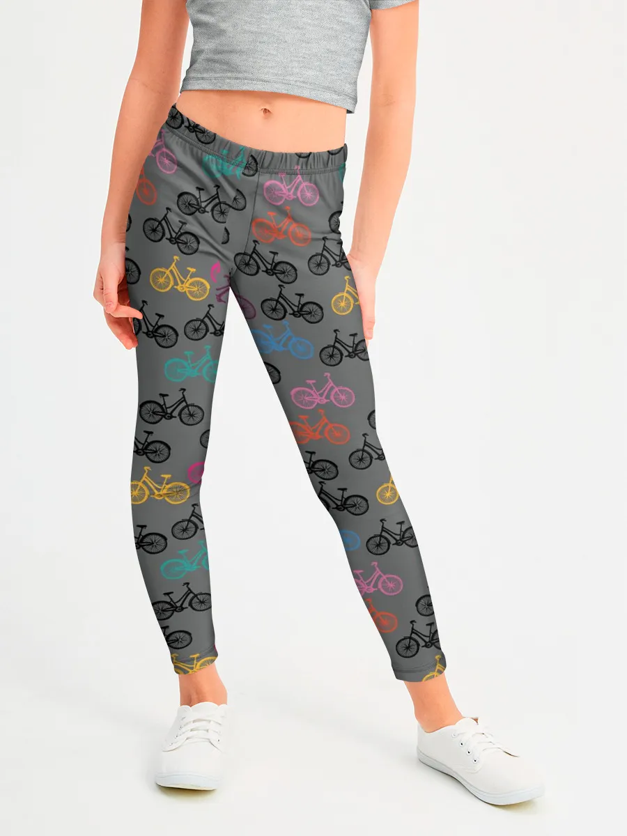 Леггинсы для девочки / Цветные велосипеды паттерн