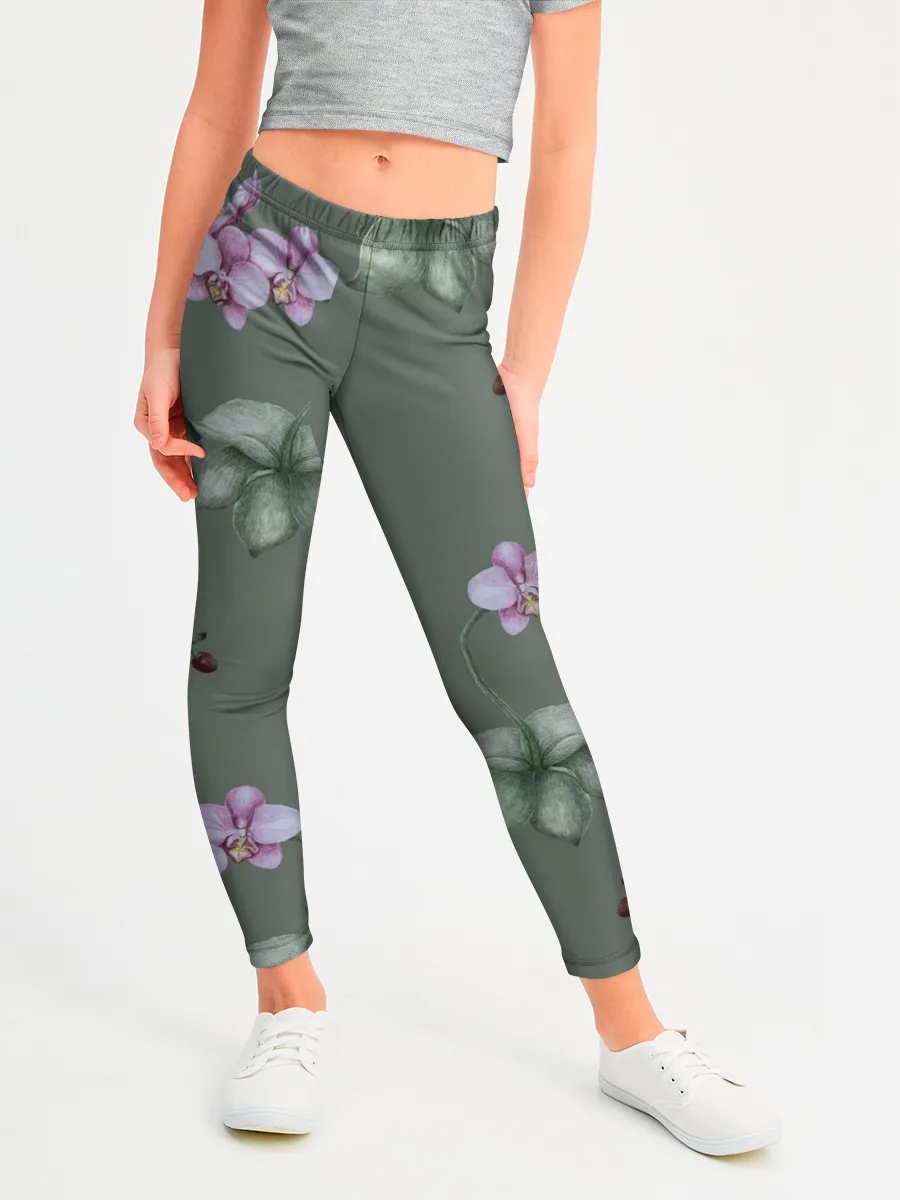 Леггинсы для девочки / Розовые орхидеи