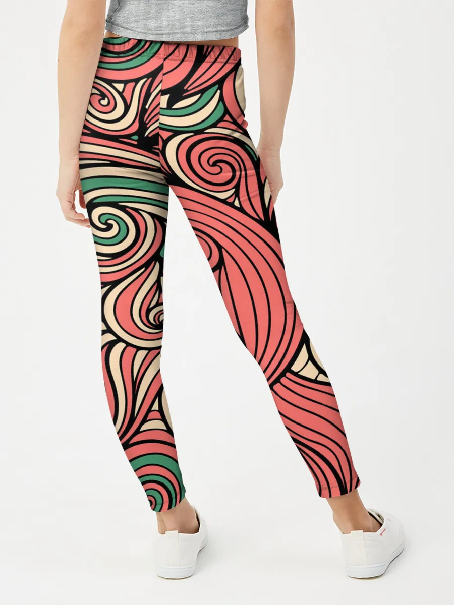 Леггинсы для девочки / Алые листья