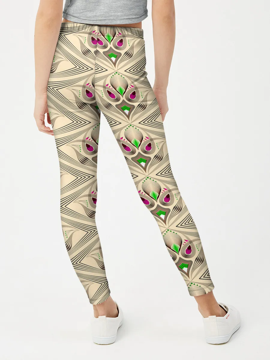Леггинсы для девочки / Арт деко на бежевом фоне