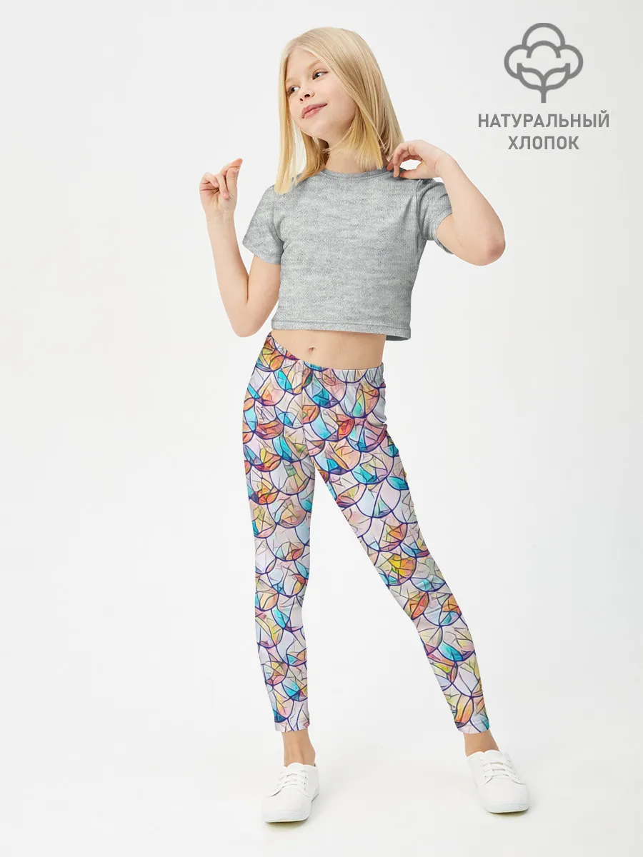 Леггинсы для девочки / Разноцветная чешуя