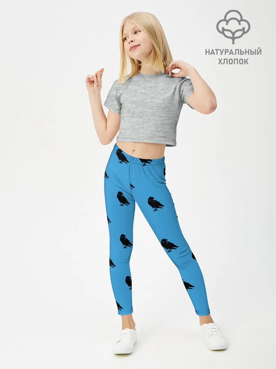 Леггинсы для девочки / Вороны паттерн