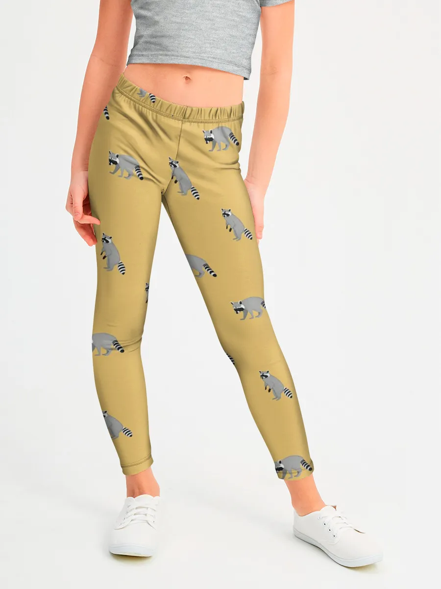 Леггинсы для девочки / Еноты паттерн