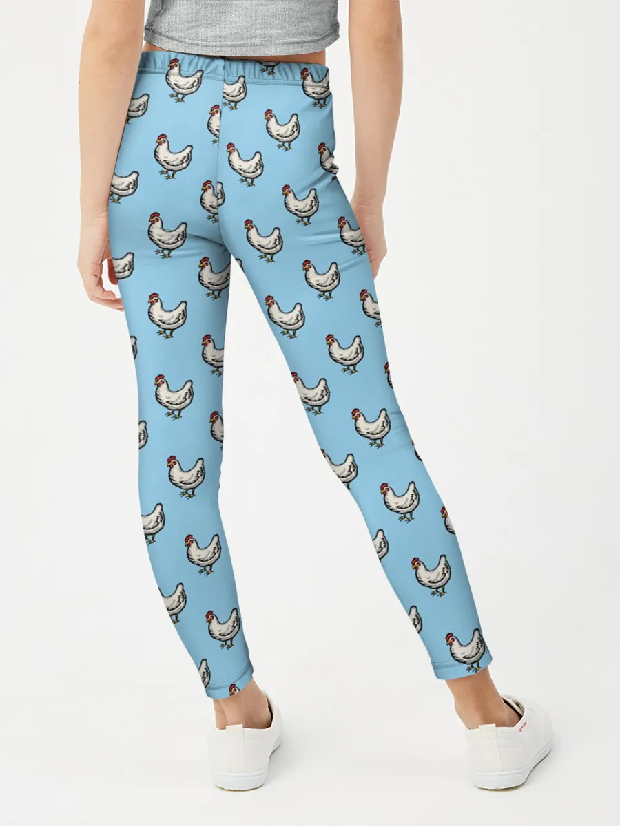 Леггинсы для девочки / Белая курочка паттерн