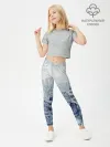 Леггинсы для девочки / Синие листья