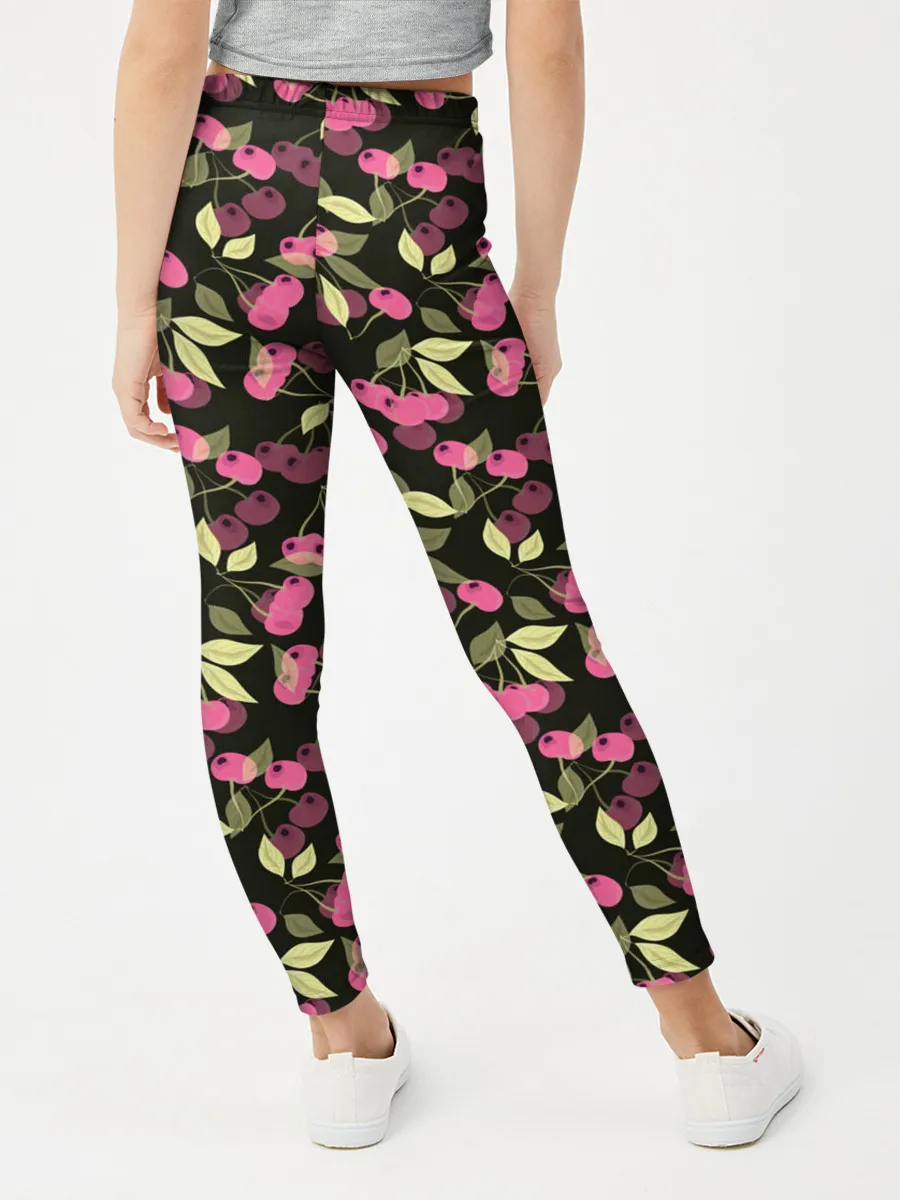 Леггинсы для девочки / Вишневый узор