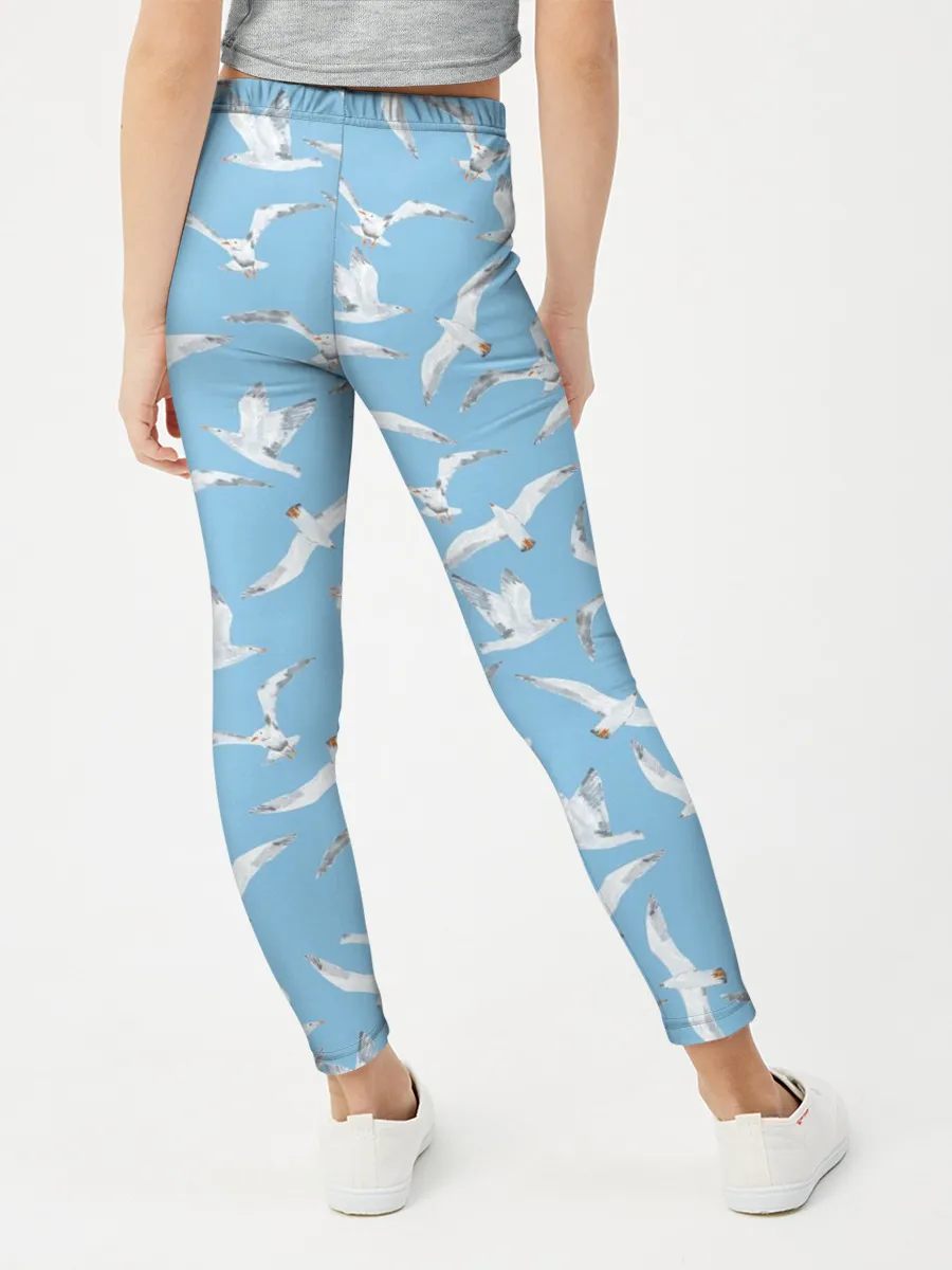 Леггинсы для девочки / Чайки в небе паттерн