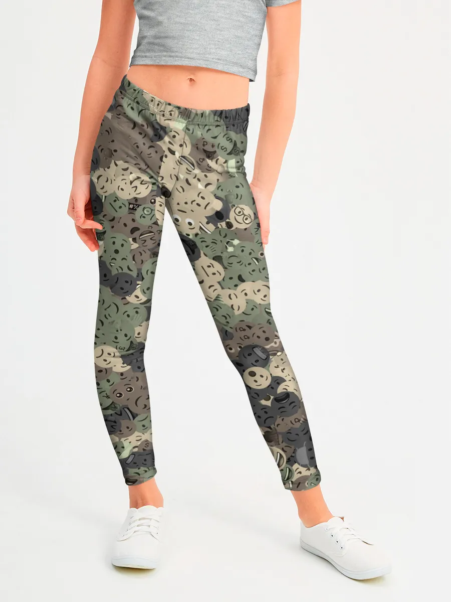 Леггинсы для девочки / Эмодзи камуфляж