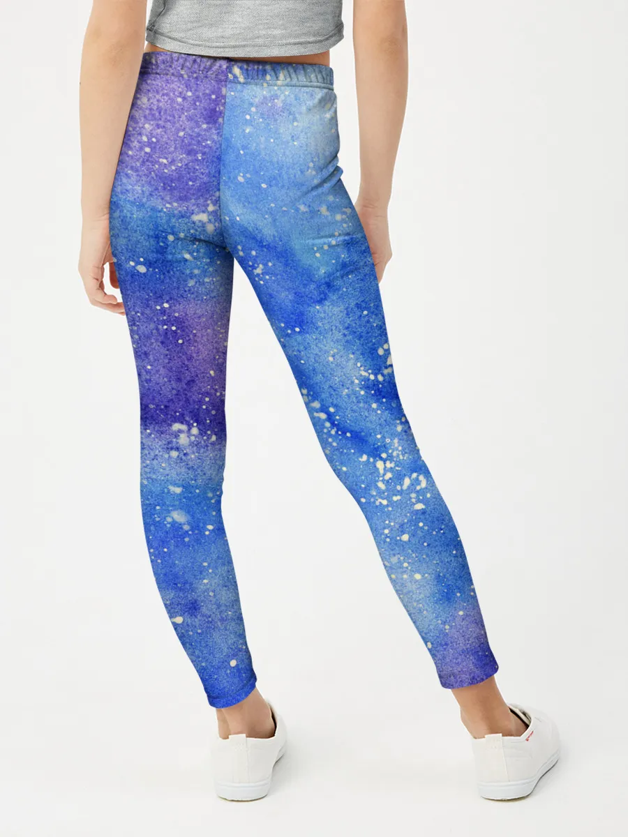 Леггинсы для девочки / Акварельные разводы и брызги красок