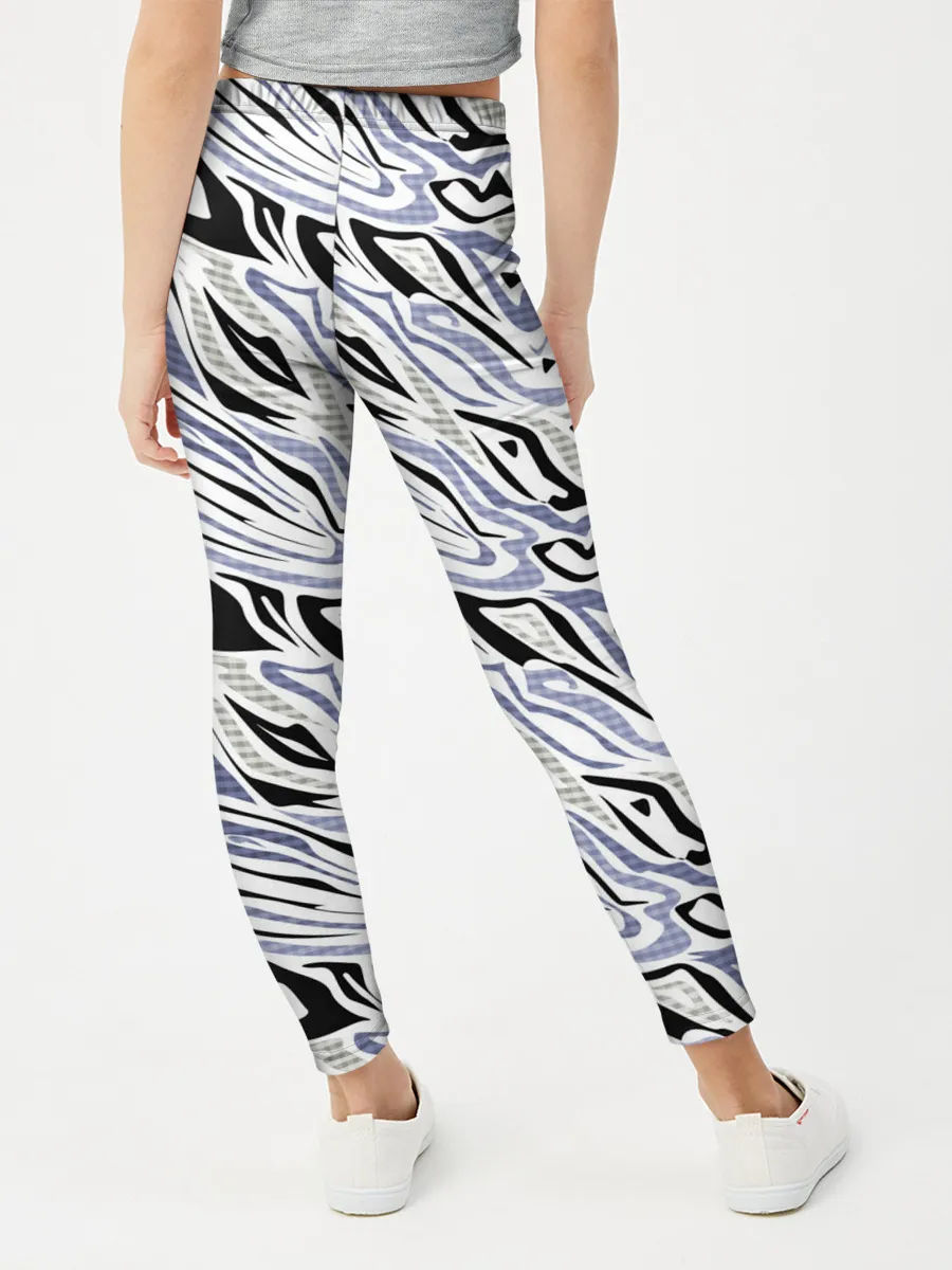 Леггинсы для девочки / Абстрактный сиренево-черный