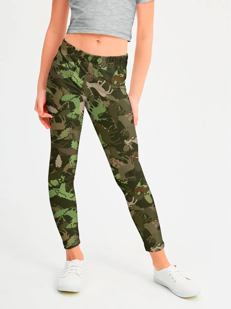 Леггинсы для девочки / Лоси в дубовом лесу